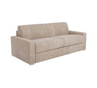 Canapé droit convertible express CALITO 4 places en tissu beige - Couchage 160 cm - Matelas 22 cm mémoire de forme