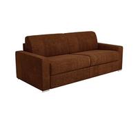 Canapé droit convertible express CALITO 4 places en tissu terracotta - Couchage 160 cm - Matelas 18 cm