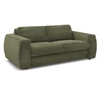 Canapé droit convertible HUGO ouverture express gros côtelé vert 160x190 BOBOCHIC 3 places 160x190 Vert