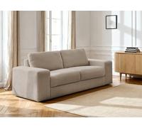 Canapé droit convertible IBIZA ouverture express tissu texturé taupe 160x196 BOBOCHIC 3 places 160x196 Taupe