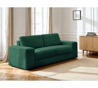 Canapé droit convertible IBIZA ouverture express tissu texturé vert 140x196 BOBOCHIC 3 places 140x196 Vert