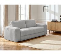 Canapé droit convertible IBIZA ouverture express velours côtelé gris clair 140x196 BOBOCHIC 3 places 140x196 Gris clair