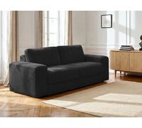 Canapé droit convertible IBIZA ouverture express velours côtelé noir 140x196 BOBOCHIC 3 places 140x196 Noir