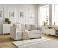 Canapé droit convertible LENNY ouverture express 2 plis velours côtelé beige BOBOCHIC 3 places Beige