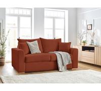 Canapé droit convertible ouverture express AUGUSTIN tissu bouclette orange 160x200 BOBOCHIC 3 places 160x200 Orange