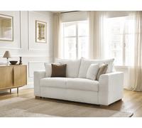 Canapé droit convertible ouverture express AUGUSTIN tissu texturé blanc 160x200 BOBOCHIC 3 places 160x200 Blanc