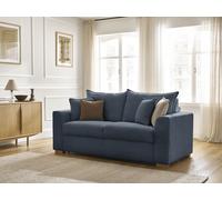 Canapé droit convertible ouverture express AUGUSTIN tissu texturé bleu foncé 160x200 BOBOCHIC 3 places 160x200 Bleu foncé