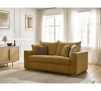 Canapé droit convertible ouverture express AUGUSTIN tissu texturé jaune 140x200 BOBOCHIC 3 places 140x200 Jaune
