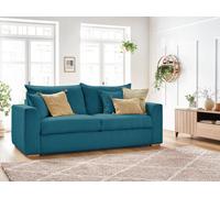 Canapé droit convertible ouverture express AUGUSTIN velours côtelé bleu clair 160x200 BOBOCHIC 3 places 160x200 Bleu clair
