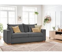 Canapé droit convertible ouverture express AUGUSTIN velours côtelé gris foncé 140x200 BOBOCHIC 3 places 140x200 Gris foncé
