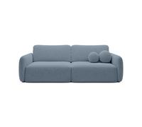 Canapé droit convertible tissu bouclette 3 places Bleu
