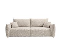 Canapé droit convertible tissu imprimé animalier 3 places Beige