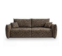 Canapé droit convertible tissu imprimé animalier 3 places Café