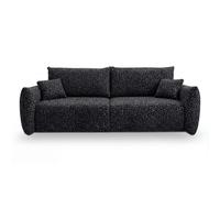Canapé droit convertible tissu imprimé animalier 3 places Noir