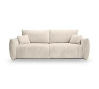 Canapé droit convertible velours côtelé 3 places Beige