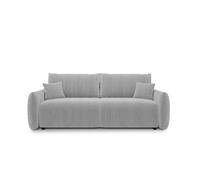 Canapé droit convertible velours côtelé 3 places Gris clair