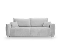 Canapé droit convertible velours côtelé 3 places Gris clair