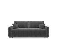 Canapé droit convertible velours côtelé 3 places Gris foncé