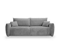 Canapé droit convertible velours côtelé 3 places Gris foncé