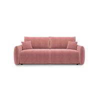 Canapé droit convertible velours côtelé 3 places Rose