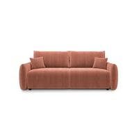 Canapé droit convertible velours côtelé 3 places Terracotta