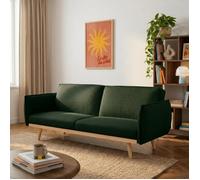 Canapé droit convertible VESTA 3 places tissu vert