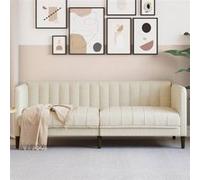 vidaXL Canapé droit 2 places en lin blanc 76.5 x 176 x 74.5 cm