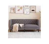 Canape droit en.casa 2 places en simili-cuir gris 74.5 x 174 x 70.5 cm