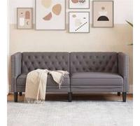 vidaXL Canapé à 2 places Chesterfield similicuir gris 74,5 x 174 x 70,5 cm