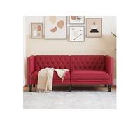 Canape droit en.casa 2 places en simili-cuir rouge 74.5 x 174 x 70.5 cm