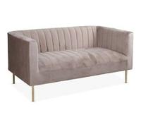 MENZZO Canapé moderne 2 places à coutures verticales Sacramento Velours Taupe -L150 x P76 x H72 cm - Hauteur d'assise : H52 cm