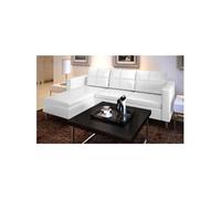 vidaXL Canapé sectionnel 3 places en cuir synthétique Blanc 122 x 188 x 77 cm