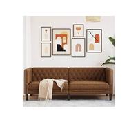 Canape droit en.casa 3 places en simili-cuir marron 74.5 x 194 x 70.5 cm Marron G