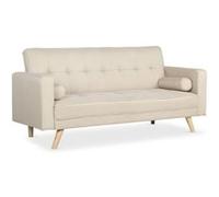 Canape droit en.casa 3 places en tissu beige 75 x 186 x 89 cm Beige G