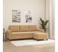 Canape droit en.casa 3 places en velours marron 77 x 212 x 41 cm marron G