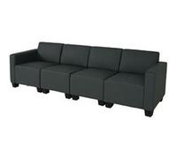 Canape droit en.casa 4 places en simili-cuir gris 72 x 250 x 76 cm gris G