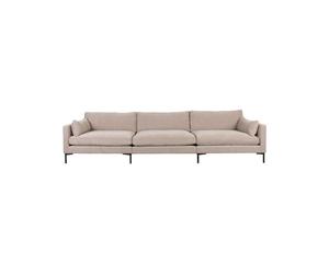 Canapé droit en tissu beige, fixe, 5 places, pieds métalliques, encadrements en bois, style scandinave - Zuiver, Summer - 335x101x82 cm