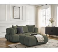 Canapé droit fixe 2 places ALYA tissu bouclette avec pouf vert BOBOCHIC Vert
