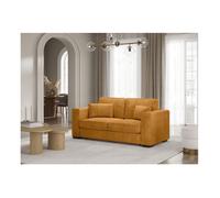 Canapé droit fixe 2 places BELAMI en velours côtelé - Jaune - L181 x P93 x H86cm - LOUNGITUDE