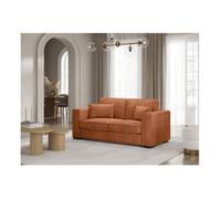 Canapé droit fixe 2 places BELAMI en velours côtelé - Terracotta - L181 x P93 x H86cm - LOUNGITUDE