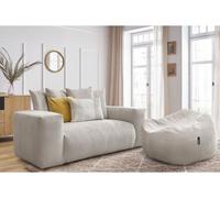 Canapé droit fixe 2 places VOLTAIRE avec pouf beige BOBOCHIC Beige
