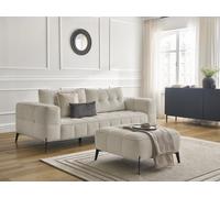 Canapé droit fixe 3 places ANIS tissu texturé avec pouf beige BOBOCHIC Beige