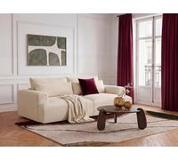 Canapé droit fixe 3 places assise profonde TWINY tissu lisse beige BOBOCHIC Beige