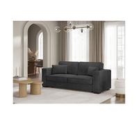 Canapé droit fixe 3 places BELAMI en velours côtelé - Gris foncé - L231 x P93 x H86cm - LOUNGITUDE