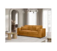 Canapé droit fixe 3 places BELAMI en velours côtelé - Jaune - L231 x P93 x H86cm - LOUNGITUDE