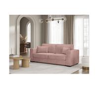 Canapé droit fixe 3 places BELAMI en velours côtelé - Rose - L231 x P93 x H86cm - LOUNGITUDE