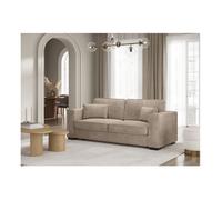Canapé droit fixe 3 places BELAMI en velours côtelé - Taupe - L231 x P93 x H86cm - LOUNGITUDE