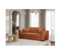 Canapé droit fixe 3 places BELAMI en velours côtelé - Terracotta - L231 x P93 x H86cm - LOUNGITUDE