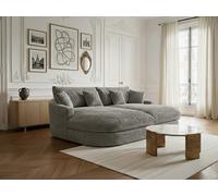Canapé droit fixe 3 places BELEM assise profonde gros côtelé doux gris foncé BOBOCHIC Gris foncé