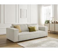 Canapé droit fixe 3 places CHELSEA gros côtelé doux beige BOBOCHIC Beige
